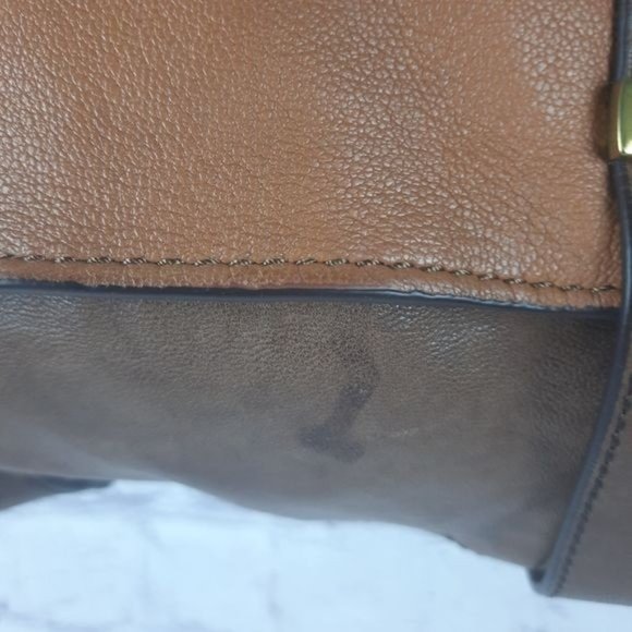 Kooba Colorblock Leather Cognac Satchel Bag Large - Picture 5 of 16